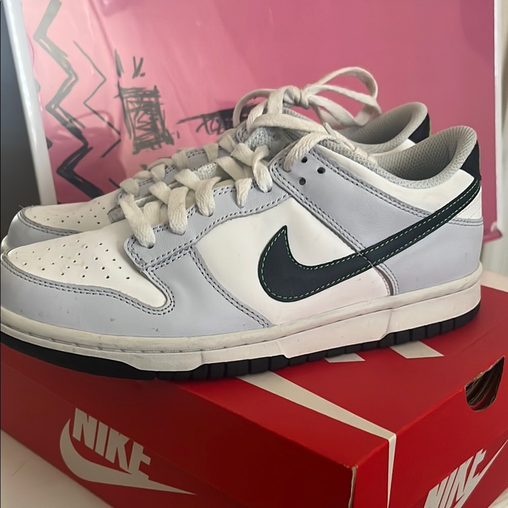 Nike White and Gray Sneakers with Black Swoosh